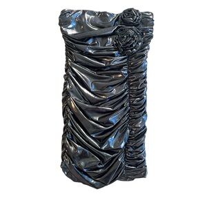 VC1 Black Strapless metallic mini dress with rose details size small